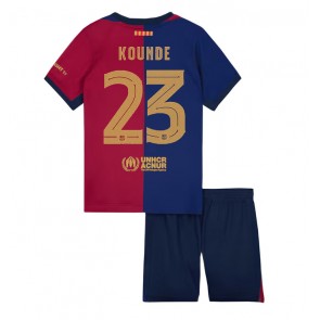 Billiga Barcelona Jules Kounde #23 Hemmatröja Barn 2024-25 Kortärmad (+ Korta byxor)